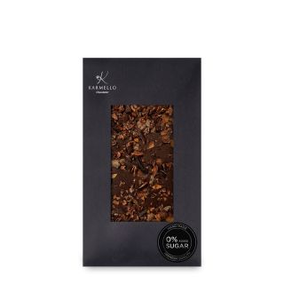 ZARTBITTERSCHOKOLADE OHNE ZUCKERZUSATZ, MIT KAKAOBOHNEN BELAGT